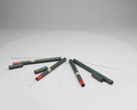 FK 0825
<br/>
Vier vloeistofthermometers, gevuld met ether (825), alcohol, water en olie
<br/>
<em>Kipp en Zonen, P.J.</em>